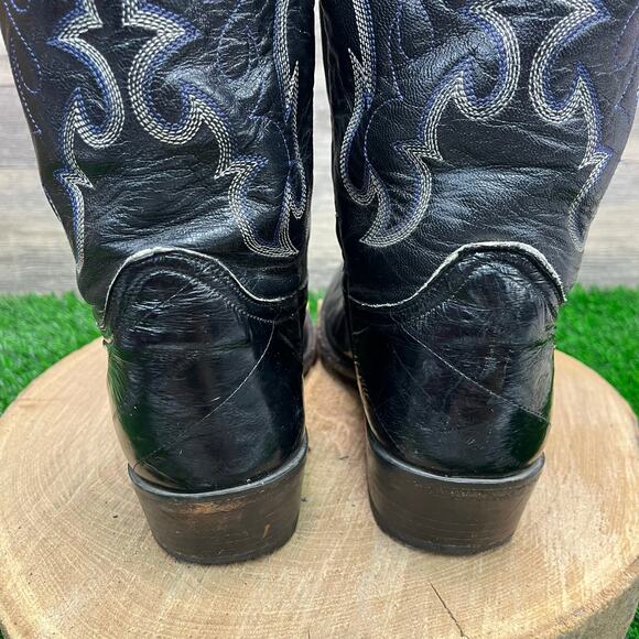 Dan Post Men - Size 9.5D - Vintage Black Eel Skin Cowboy Boots DPS367 - Picture 6 of 12